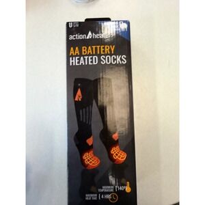 ActionHeat AA Battery Heated Socks Black Wool Blend Unisex S/M AH-SK-AA-03-S-M